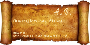 Andrejkovics Vince névjegykártya